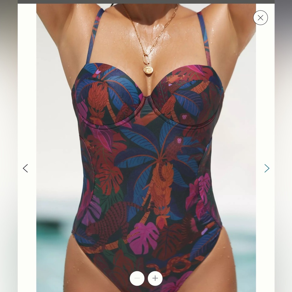 FARM Rio Floral Tropical One-Piece Swimsuit in Navy, Purple, Pink and Orange